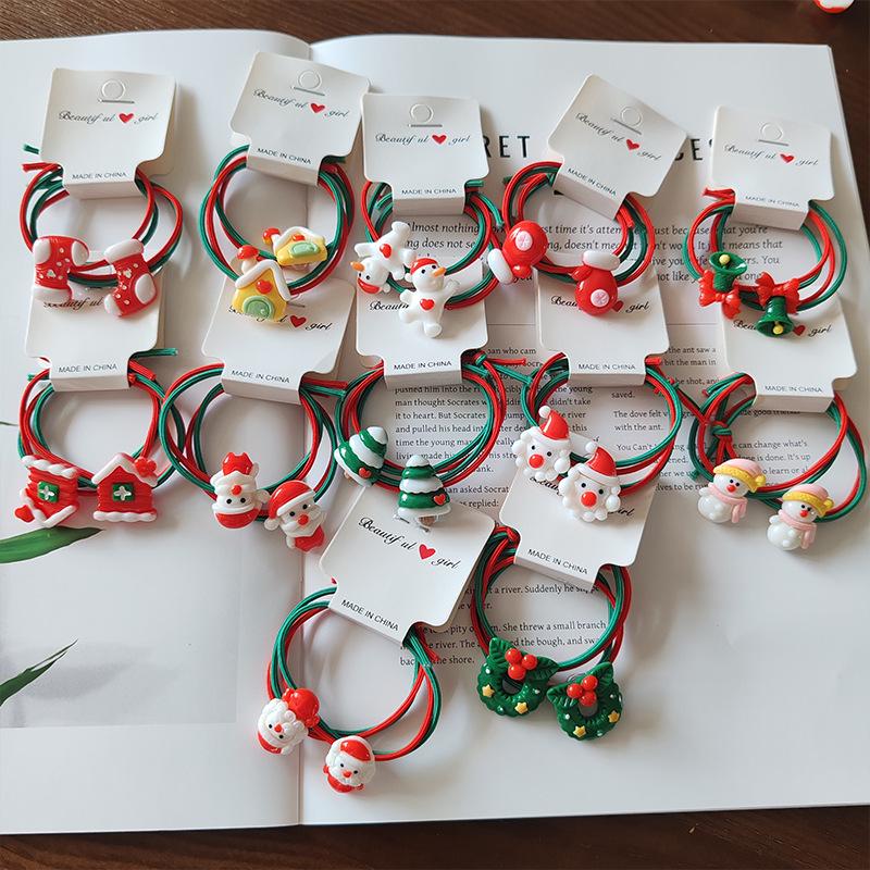 2024 Christmas Santa & Reindeer Hair Ties - High Elasticity (2-Pack)