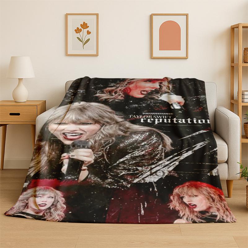 Sänger T-Taylor Singer Musik Flanelldecke Weiche Warme Überwurfdecke für Schlafzimmer Wohnzimmer Bett Reise Camping Picknick Geschenk