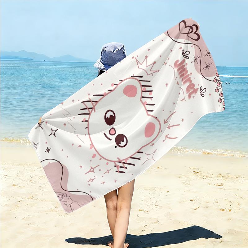 1Pc Adorable Animal Friends Beach Towel Microfiber Beach Towel Thin Absorbent For Beach Swimming Yoga Bath Sports 091742
