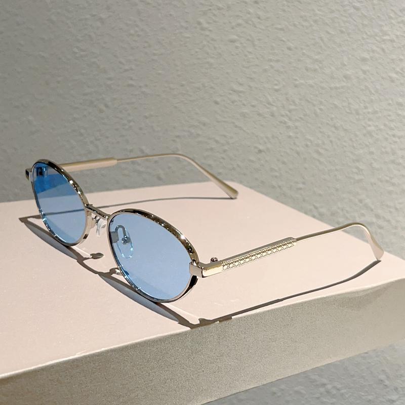 KAMMPT Vintage Oval Sunglasses New in Fashion Metal Rim Casual Shades Women Trendy Luxury Brand Design Outdoor Decor Sun Glasses