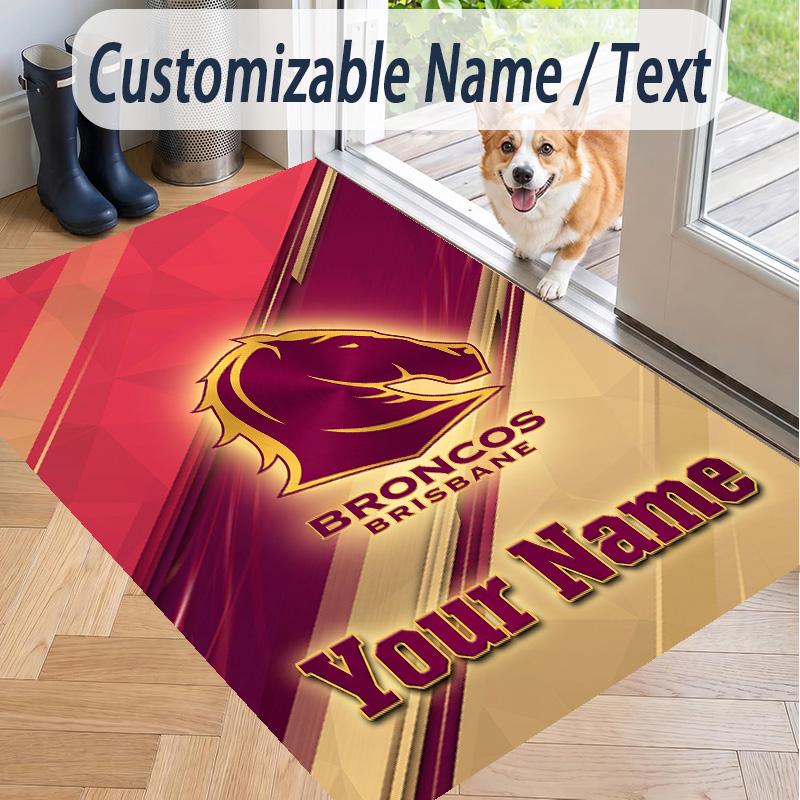 Custom Text Printed Rug Brisbane Broncos Non Slip Floor Carpet For Home Room Decor