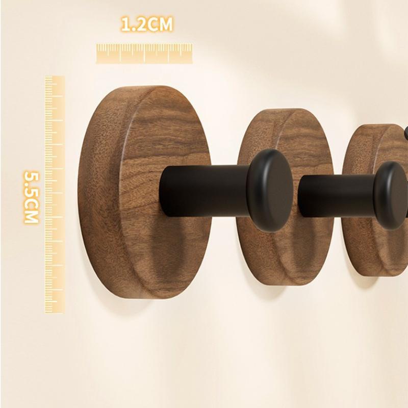 Selbstklebender Haken aus Massivholz Nussbaum Hängehaken Badezimmer Schlafzimmer Wandhaken für Schlüssel Tasche Handtuch Mantel Heimdekor Organizer Haken