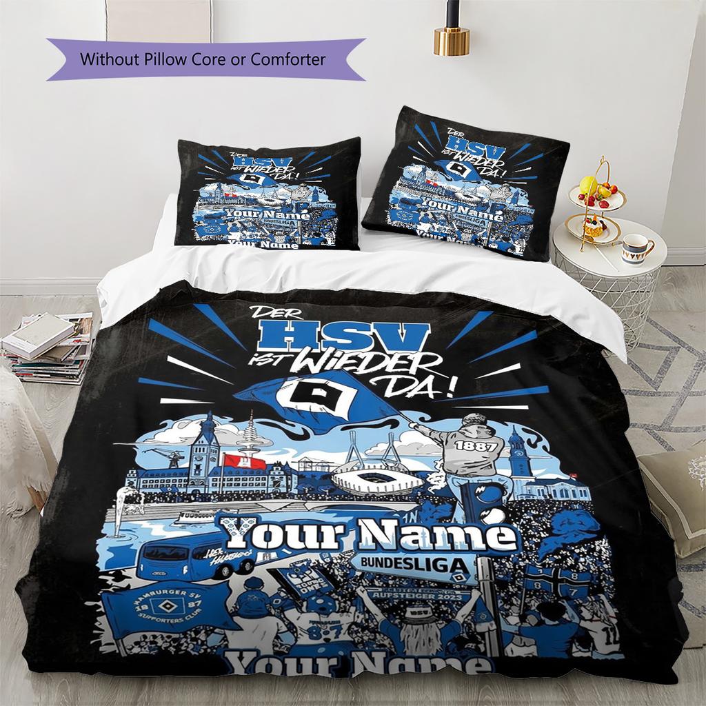 Blue Diamond Emblem Custom Name Pattern Bedding Quilt Set Quilt Cover Pillowcase Home Birthday Gift(1 * Duvet Cover + 2 * Pillowcase, Without Core)