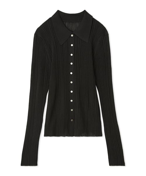 

FRAY Прозрачное трикотажное поло в рубчик FWNT244155 Черный I.D. Женский чёрный