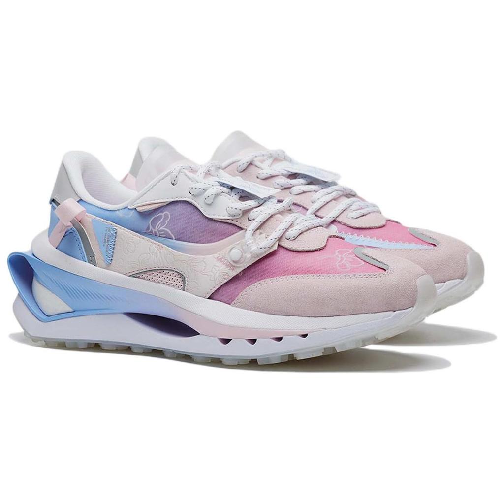 Li Ning Fang Yuan Premium Retro Comfortable Durable Breathable Lightweight Low-Top Lifestyle Casual Shoes Women Sneakers Pink Blue AGCS122-2