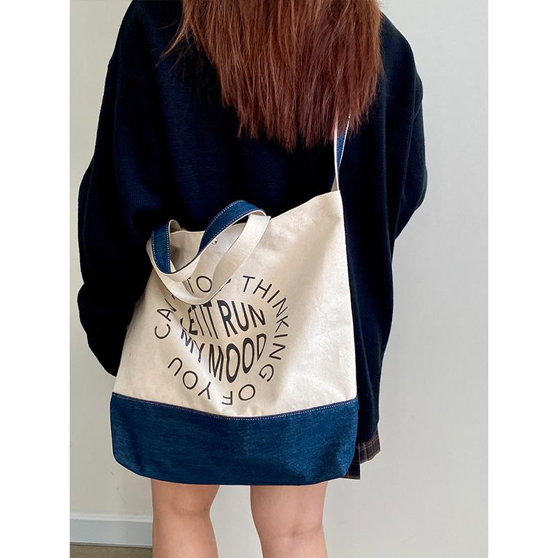 IELGY Preppy Style Tote Canvas Bag Casual Large Capacity