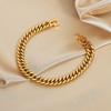 Aimgal 7.3mm Miami Cuban Chain Bracelet 18K Gold-Plated 316L Stainless Steel Trendy Tarnish-Free Waterproof