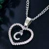 Heart Letters 26 Love Crystal Women Silver Plated Chain Jewelry Necklace