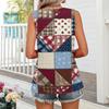 Square Collar Tank Top Women Print Tank Tee Casual Loose Fit Sleeveless Shirt