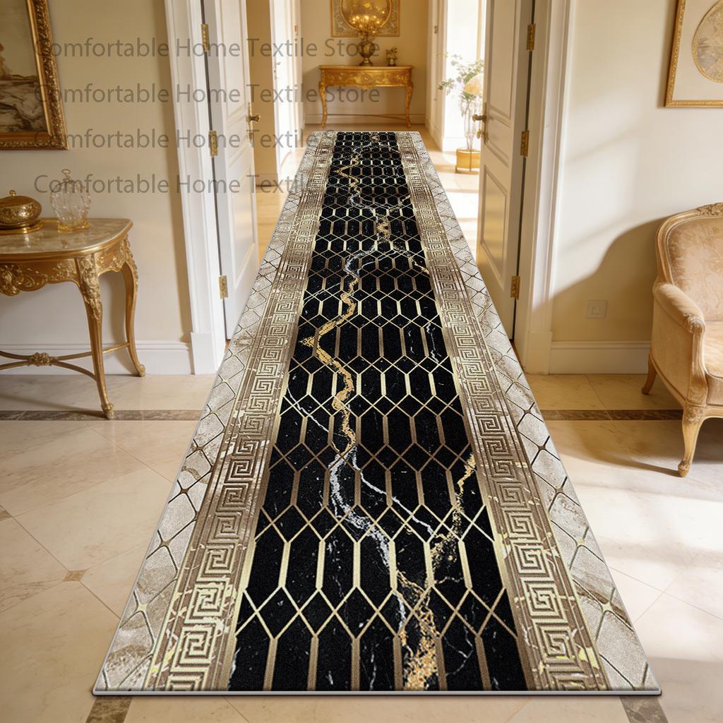 Modern Light Luxury European Style Long Carpet Decoration Hallway Doorway Antiskid Runner Rug Easy Clean Lint-free Corridor Mat