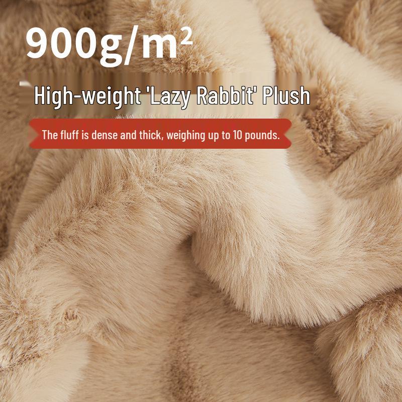Pătură Groasă de Pluș de Iarnă din Blană de Iepure - Lână Moale Coral pentru Canapă, Pat sau Pui de Somn la Birou