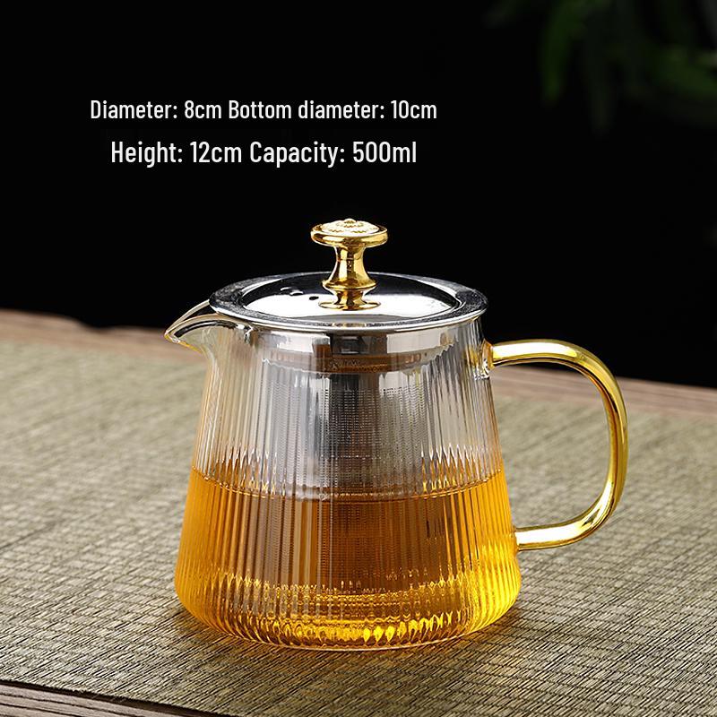 2026 Thickened Glass Teapot with Integrated Infuser – High-Temperature Resistant for Home Brewing