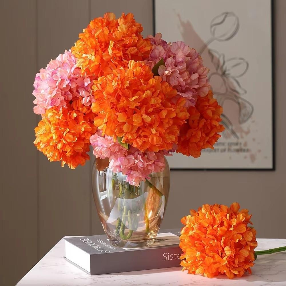 Realistic Look Hydrangea Artificial Flowers Bouquet Reusable Silk Flower  Living Room Decoration