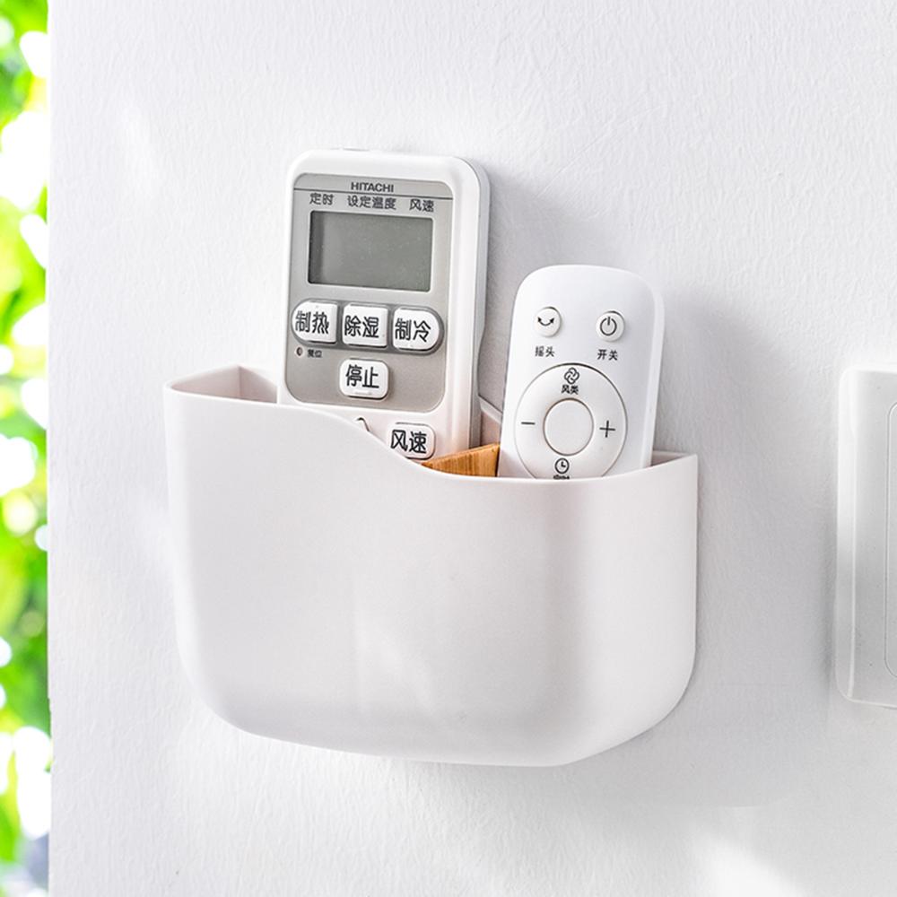 Self Adhesive Wall Mounted TV Storage Box Remote Control Holder Organizer Phone Charging Stand