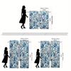 2pcs Blue Floral Print Curtains - Rod Pocket Semi-Sheer Window Drapes   Polyester Sateen Weave    Machine Washable