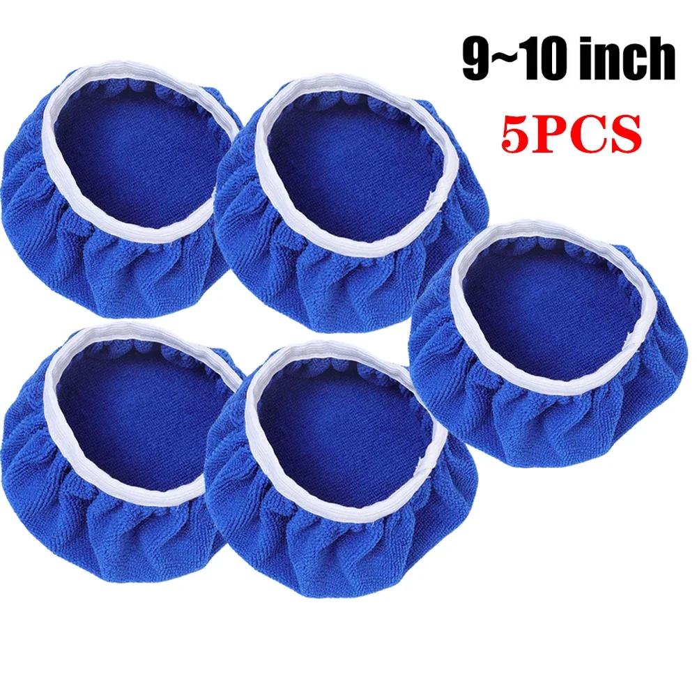 5-10inches Car Microfiber Polisher Pad Wash Buffer Waxing Sleeve Bonnet Polishing Hood for House Auto Cleaning Accessories 10PCS