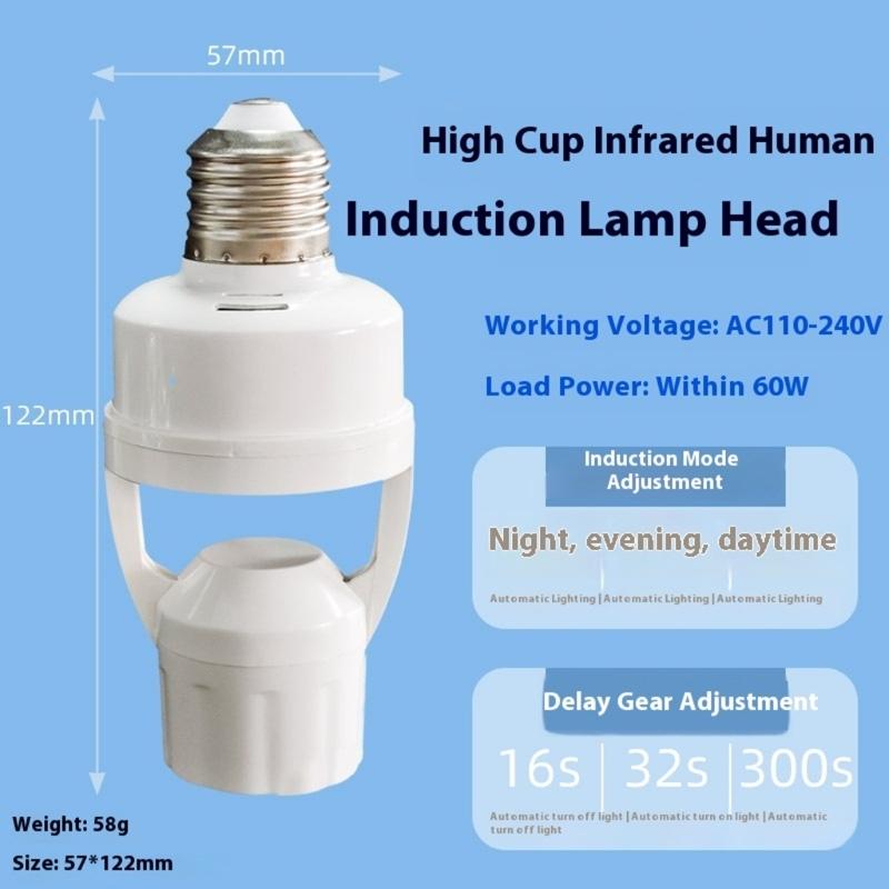 Infrareds Automatic Light Bulb Adapters For Corridors Bathroom Smartests Energy Efficiency High Sensitivity Motion Detection