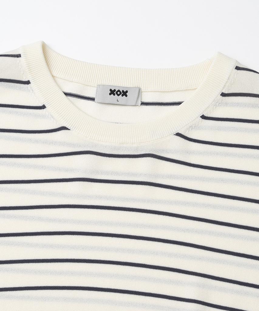 XOX Basic Cool Round Crop Short Sleeve Knit [Ivory St]