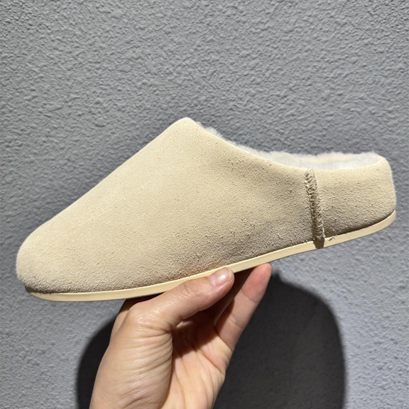 Suede Women Slippers Flats Fashion Warm Fur Mules Shoes Winter Casual Slingback Shoes Designer Shoes 2026 Walking Mujer Zapatos
