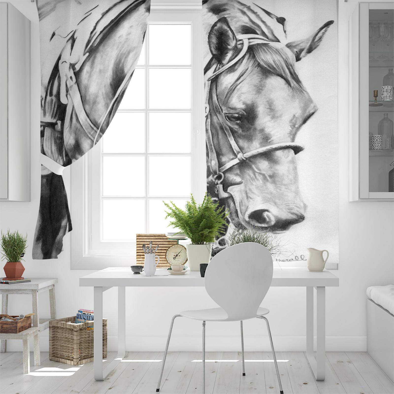 Шторы на окно с изображением лошади — фото 4