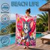 Cat And mouse Romance Beach Towel, Super Soft Microfiber, Perfect Gift for Her/Him, Birthday, for Pool, Beach, Travel, Decor Beach Party