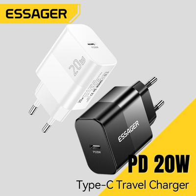 Essager 20W USB Type C GaN Charger Portable USB C Travel Charger Support Type C PD Fast Charging For Phone 16 15 14 13 Pro Max