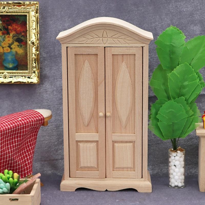 1:12 Scale Dollhouses Miniature Furniture Wood Wardrobe Dollhouses Decorations Accessories for Dollhouses Decorations