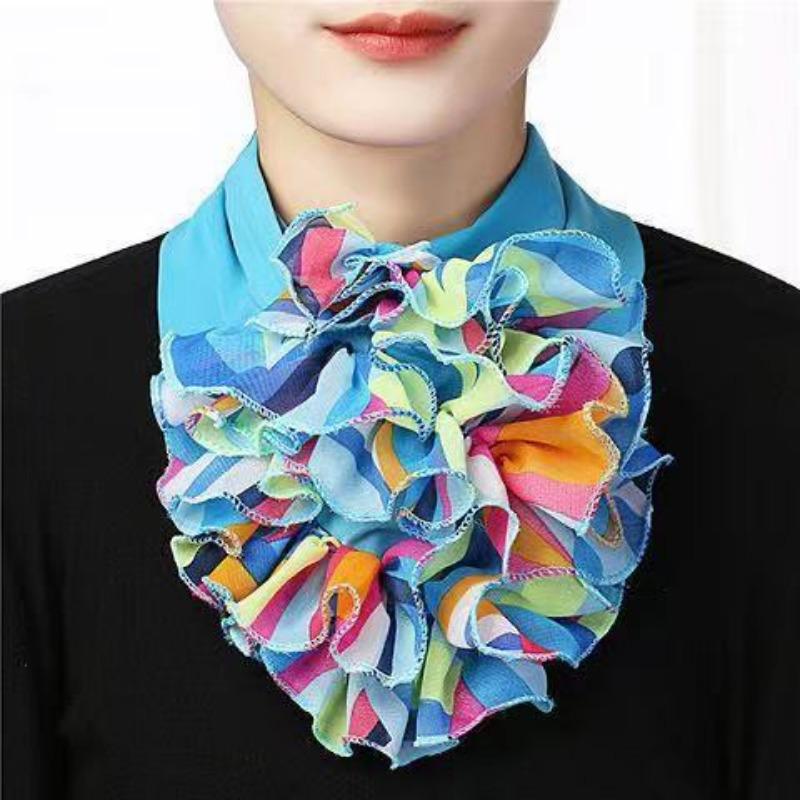 

Charming Floral Print Ruffle Collar Scarf - Elegant Neck Gaiter for Women s Fashionable Warmth