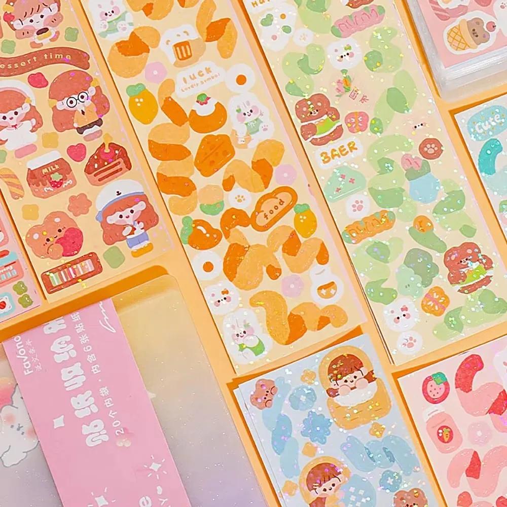 111-1111PCS Cute Stickers Kawaii Cartoon Laser Sticker No repeat for Diary Kid DIY School Students Decoration Stationery