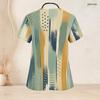 Women Plus Size Printed Blue Black V Neck Short Sleeve Nurse Scrub Top With Front Pockets