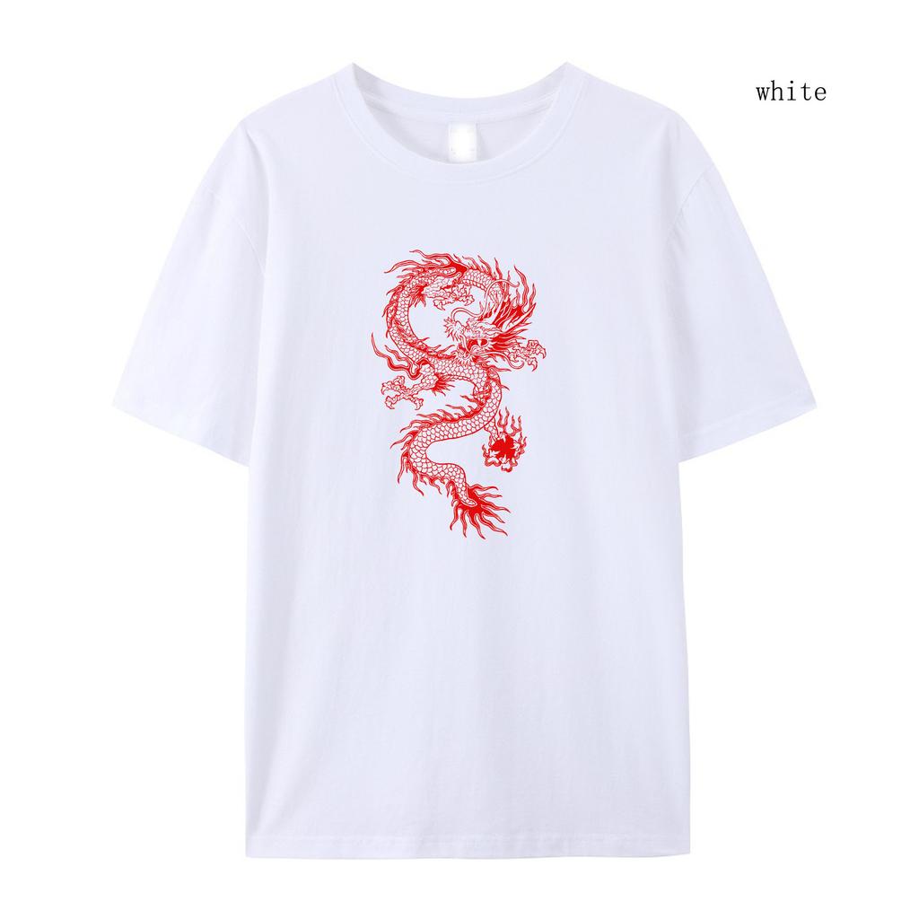 Women Summer Short Sleeved T-shirt  Red Dragon Hoody Oversize Loose Short Sleeved  Autumn  T-shirt Fashion Casual Clothing