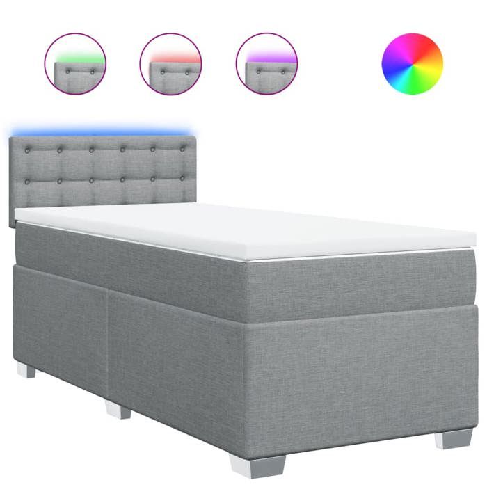 Maison Exclusive - Bed Slatted Base and Mattress Light Grey 90x190 Cm Fabric