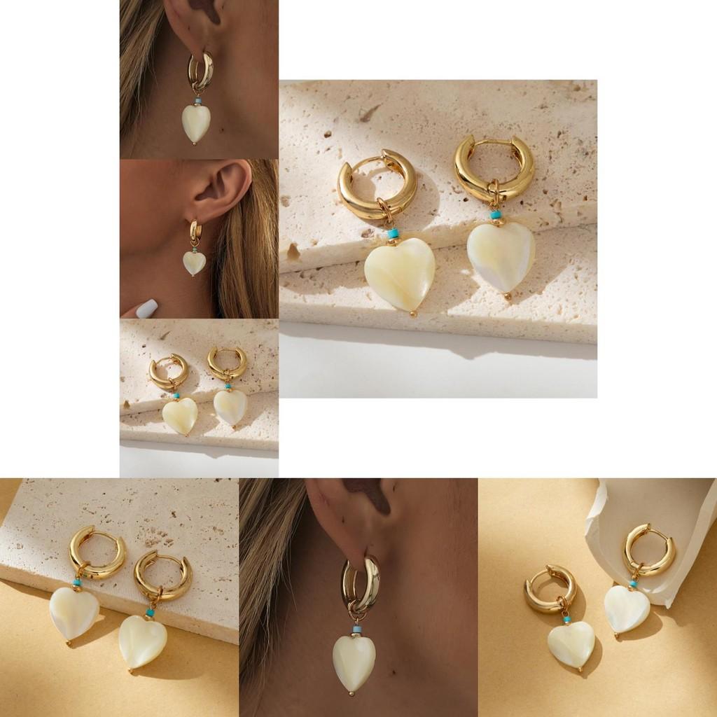 Elegant Heart Pendant Earrings For Women Fashionable Vintage Geometric Style