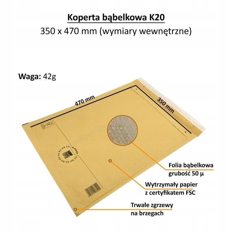 K20 BROWN bubble envelope x10pcs