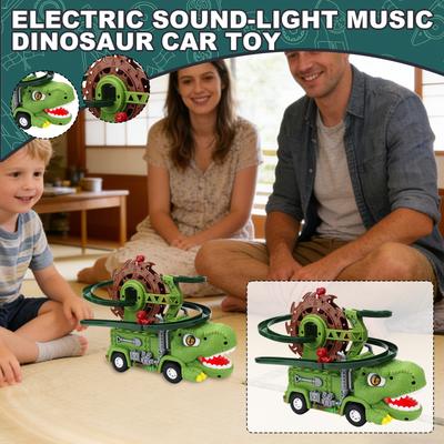 Elektrisches Musikalisches Dinosaurierauto mit Ton und Licht, Riesenrad-Schienenauto, Treppensteigendes Spielzeug, Pädagogisches Spielzeug für Kinder.