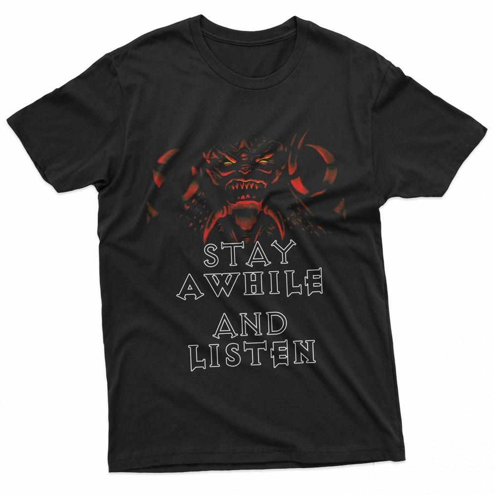 

Stay A While And Listen Retro Quote Black TShirt Unisex T-Shirt XXXL