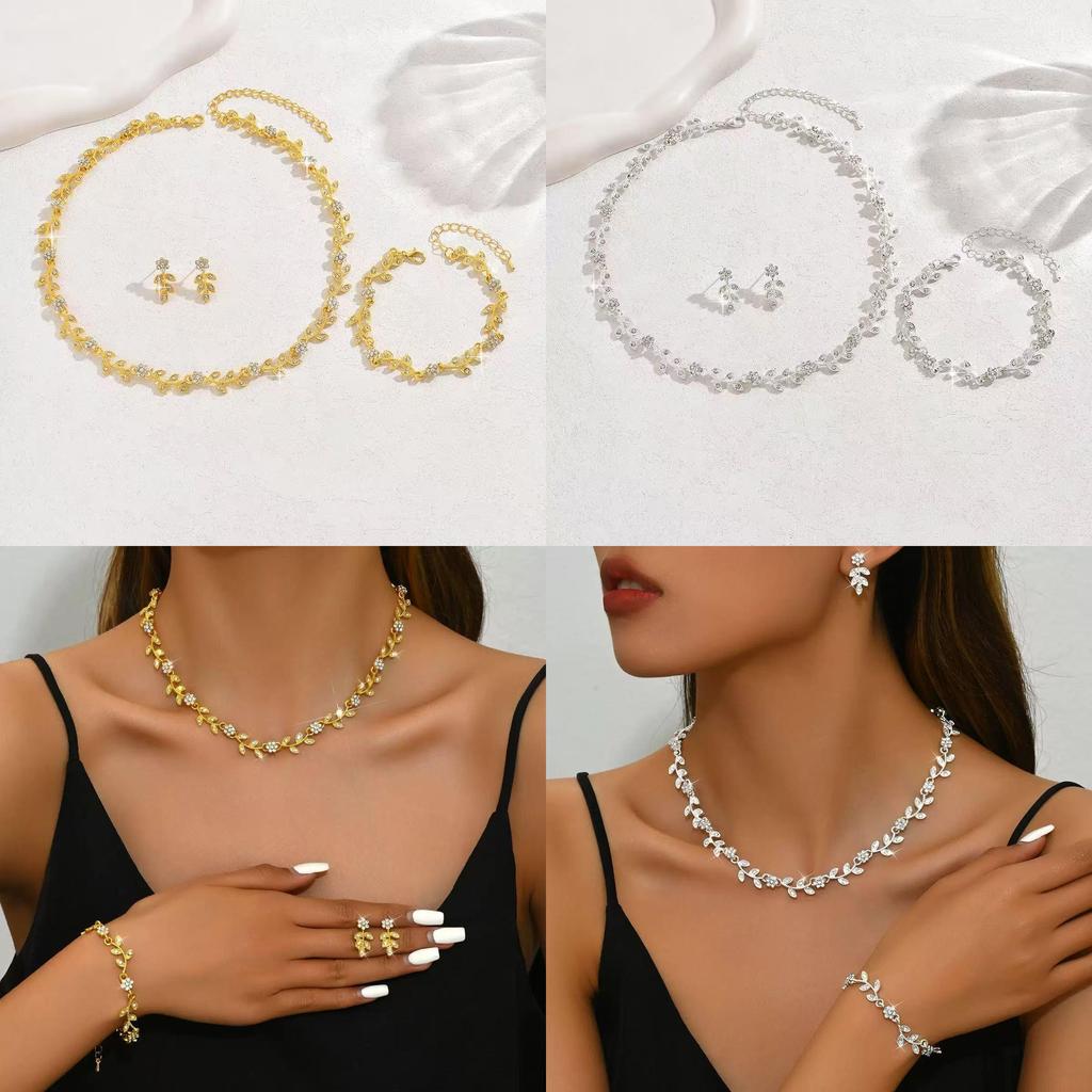 Minimalist Flower Necklace And Earring Set For Women With Water Drip Pendants Summer