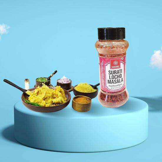 SARANZ Surati Locho Masala Perfect for Cooking, Ready To Use, No Added Colours, Spice Powders -100 Grams Bottle