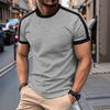 2025 Summer Men's Color Block Casual T-Shirt - European/American Fit