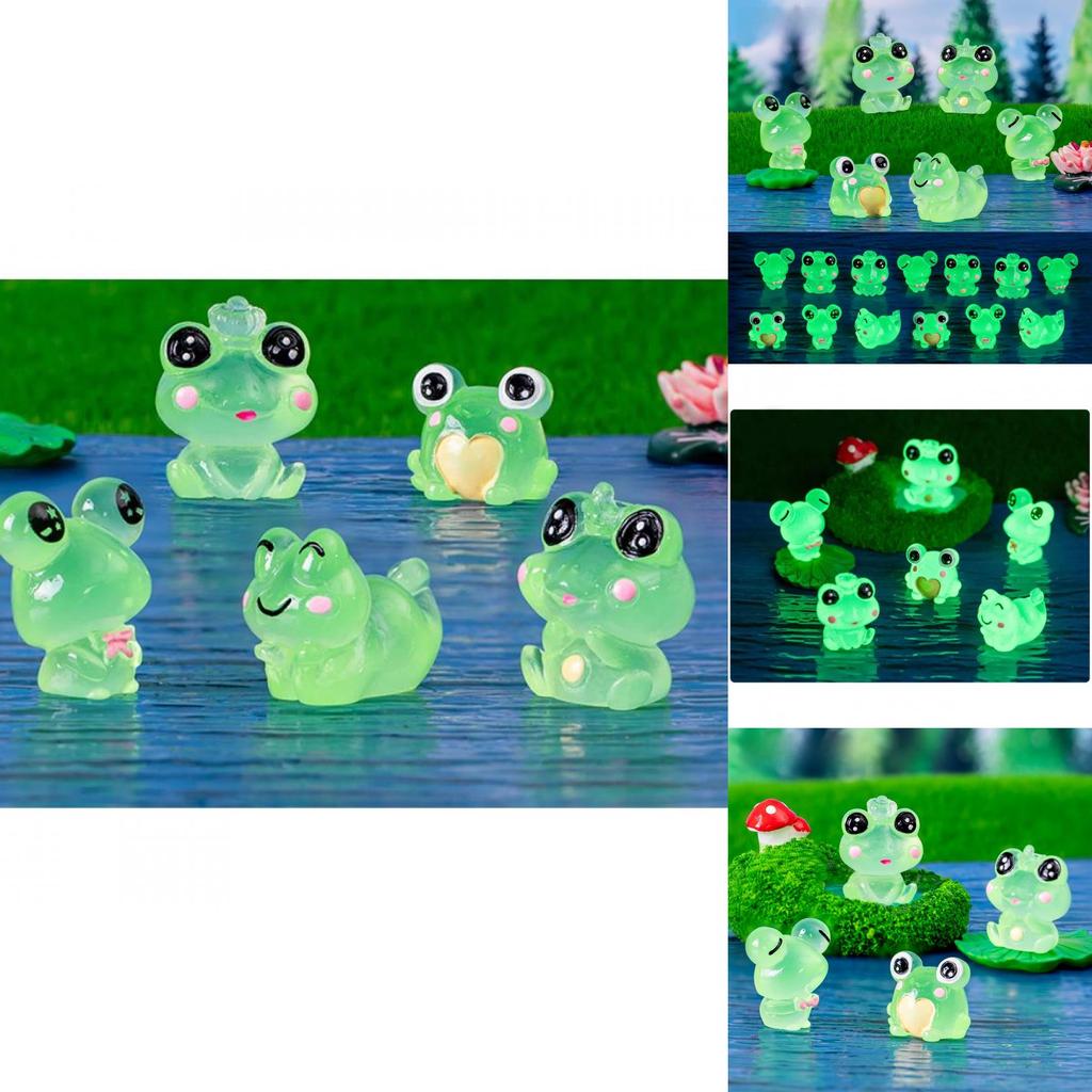 Adorable Glowing Frog Figurines For Car And Desk Resin Craft Decor Accessories