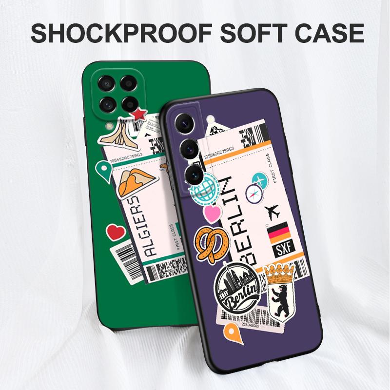 Black Tpu Case For Samsung Galaxy F23 M12 M22 M23 M32 4G M52 5G M30S M21 Boarding Pass Traveltickets
