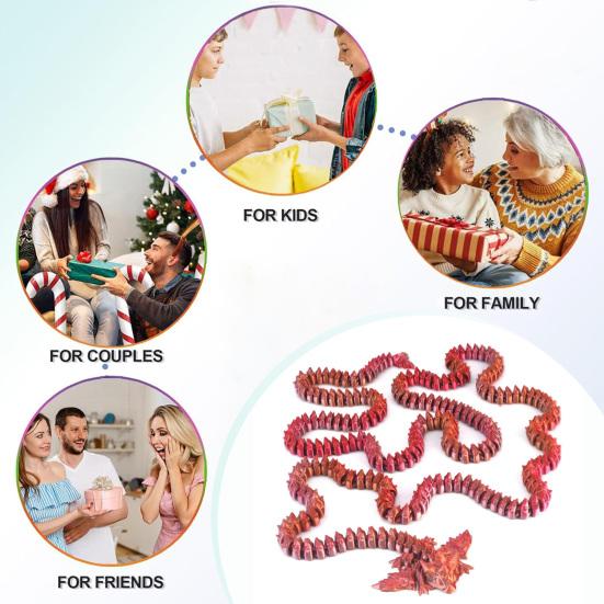 3D Printed Dragon Toy 5.2Ft Articulated Dragon Animal Model Desktop Dragon Decoration Funny Fidget Toy Festival Gift for Friends