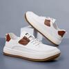 Single Shoes Casual Men's Shoes Soft Leather Big Head Shoes 2025 Autumn New Clown Shoes Men's Lace-up Sports Shoes White Shoes