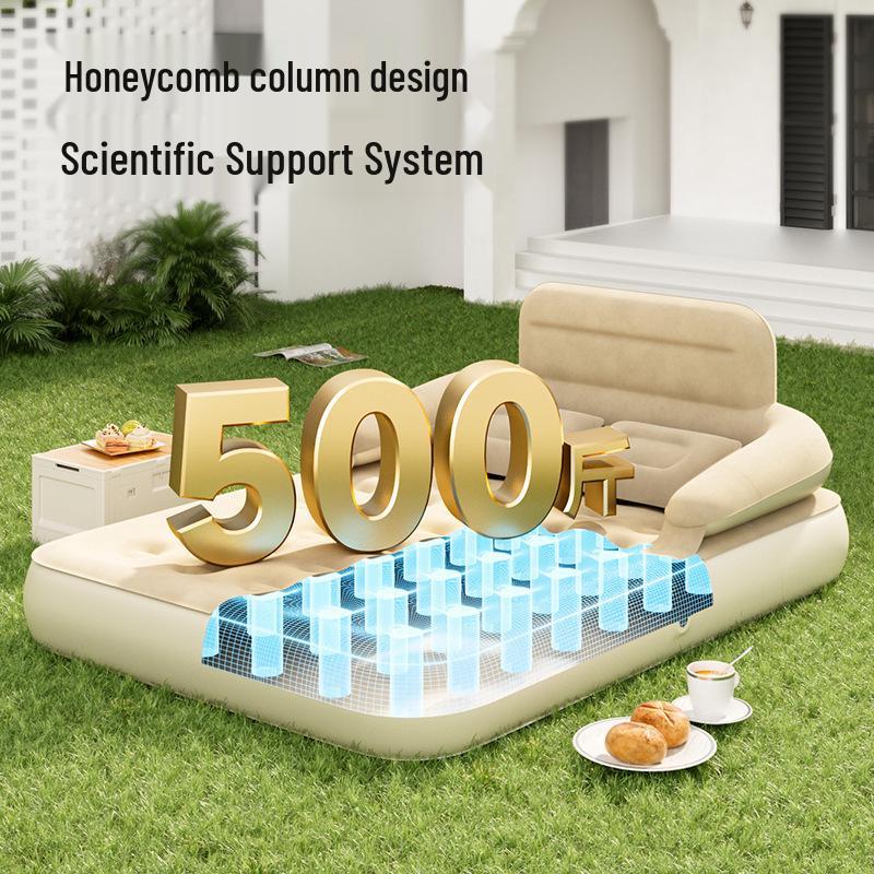 HomePursue Inflatable Camping Bed - Lazy Air Mattress & Multi-Back Sofa, Single/Double.