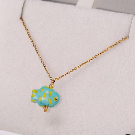 Handmade Ceramic Necklace Pendant, Star Fish Flower Charms with Golden Plated Findings, Ocean Theme Charms for DIY Earring Bracelet Jewelry Making