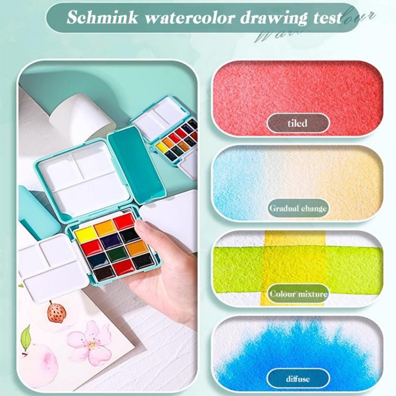 12/24 Colors Portable Travel Watercolor Palette With Waterbox Mini Paint Box Sketchbook Water Brush Student Outing Art Supplies