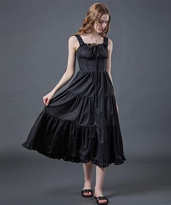 Sitipabjeu [Cp] Rustling Ribbon Layered Summer Sleeveless Dress [Black] Kcl.