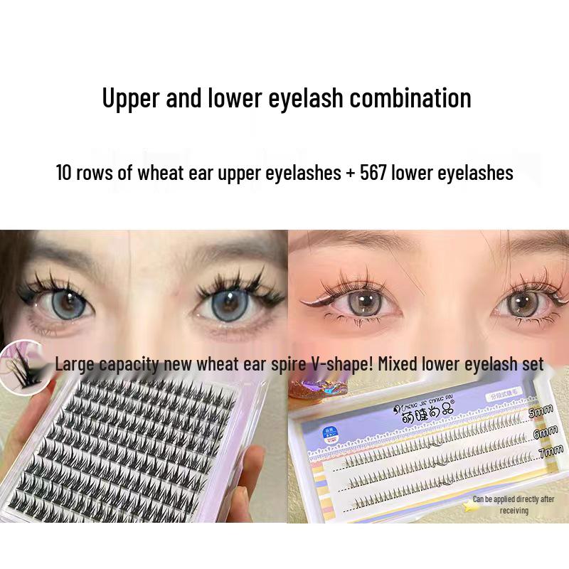 Exclusive Transparent Stem Fishtail Natural Single-Cluster False Eyelashes for Beginners
