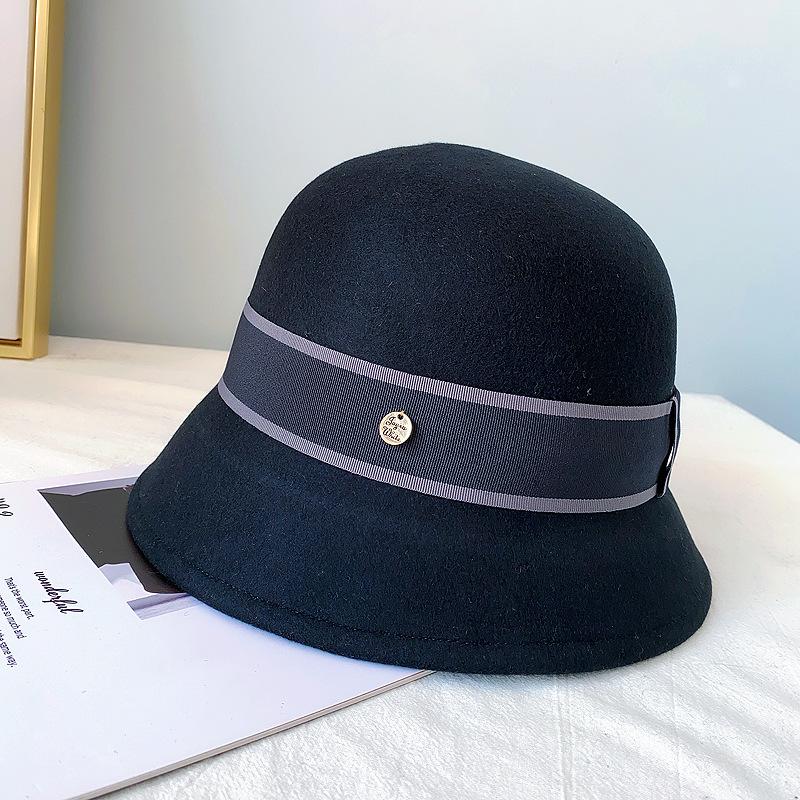 Nový dámský klobouk bucket zimní vlněný vintage elegantní dámský fedora plstěný klobouk módní francouzský buřinkový sombrero vlněný klobouk pokrývka hlavy