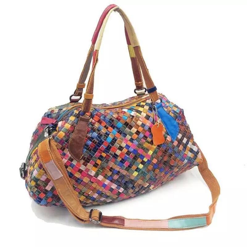 Bags Women'S Bags Color Woven Sheepskin Shoulder Messenger Bags Large Capacity Tote Bags